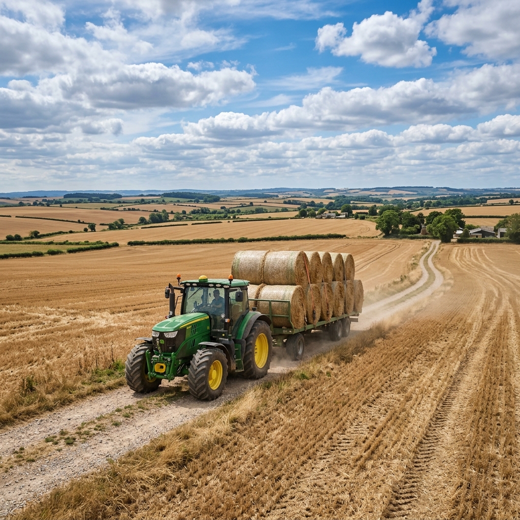 Tractor with hay